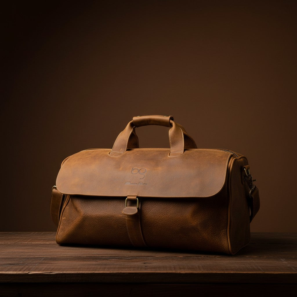 Barcon Getta Guzzo Duffel travel Bag – Brown – East African Full Grain Leather Studio Shot
