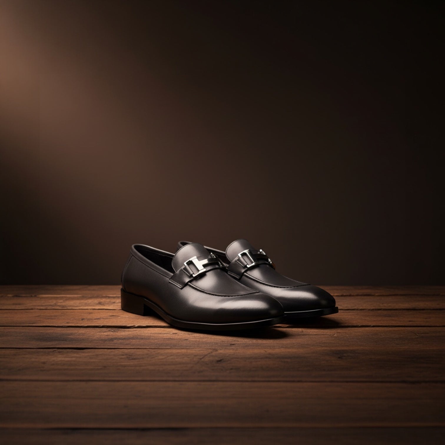 Barcon Getta Inc black full-grain leather horsebit loafers with gunmetal hardware and a polished finish.