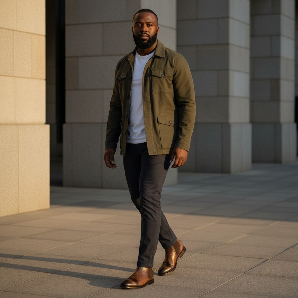 Barcon Getta Inc ADDIS ABABA chelsea boots in distressed brown full grain Ethiopian leather with elastic side panels.