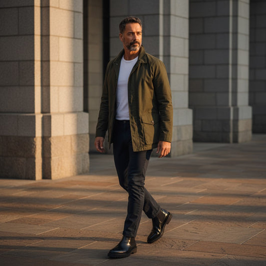 Barcon Getta Inc black leather Chelsea boots with elastic side panels, cap toe, and lug sole.