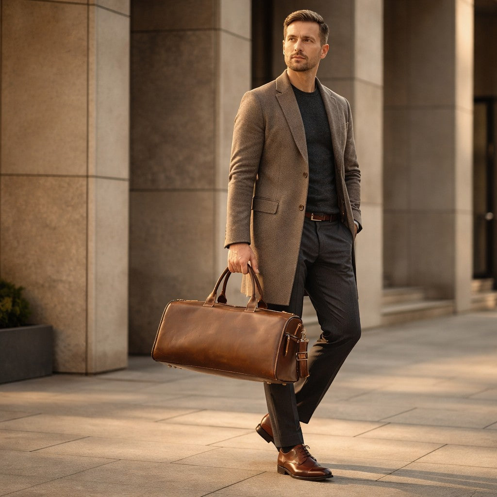 Barcon Getta Suits Duffel Travel Bag – Brown – Full Grain Leather Business Travel Lifestyle