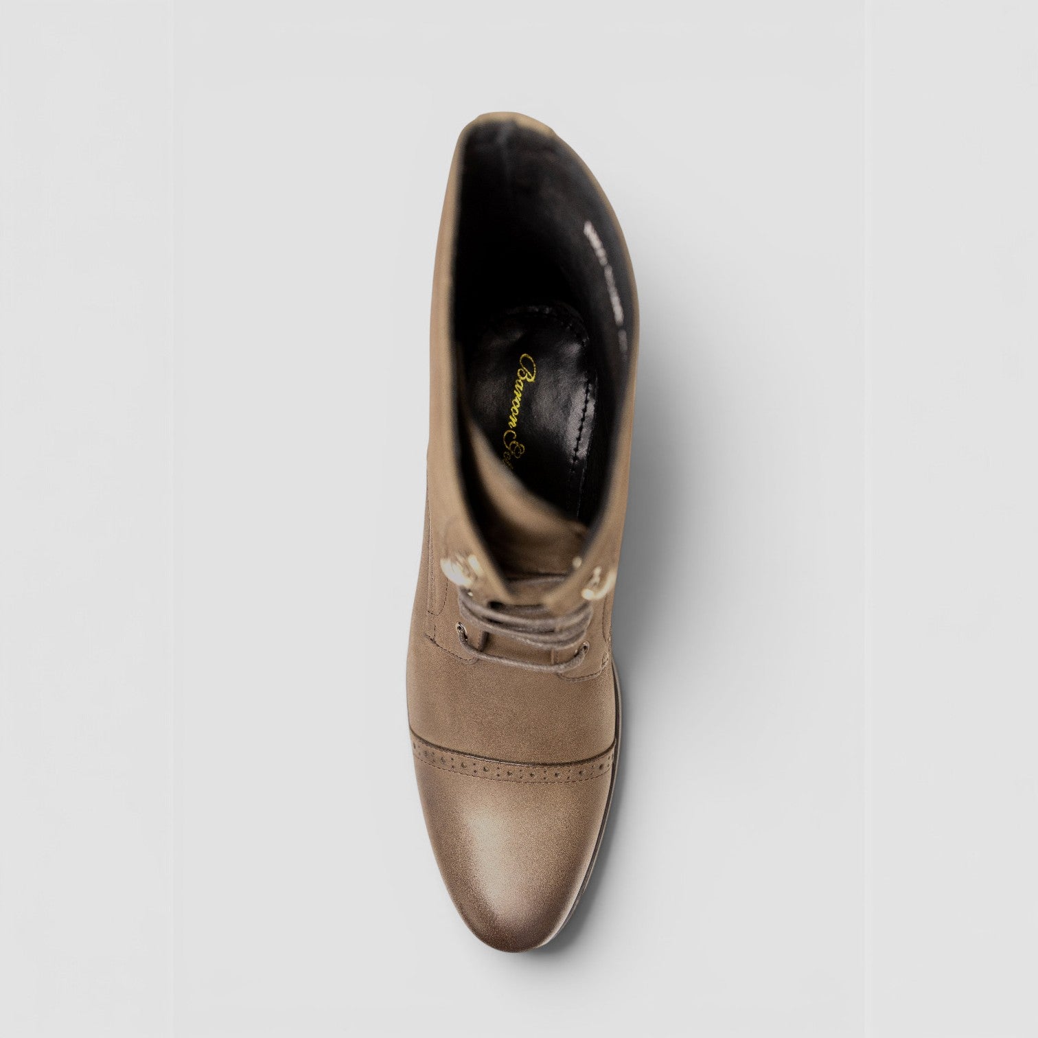 Barcon Getta Inc PRETORIA brown suede lace-up cap toe boots with durable construction and timeless aesthetic.