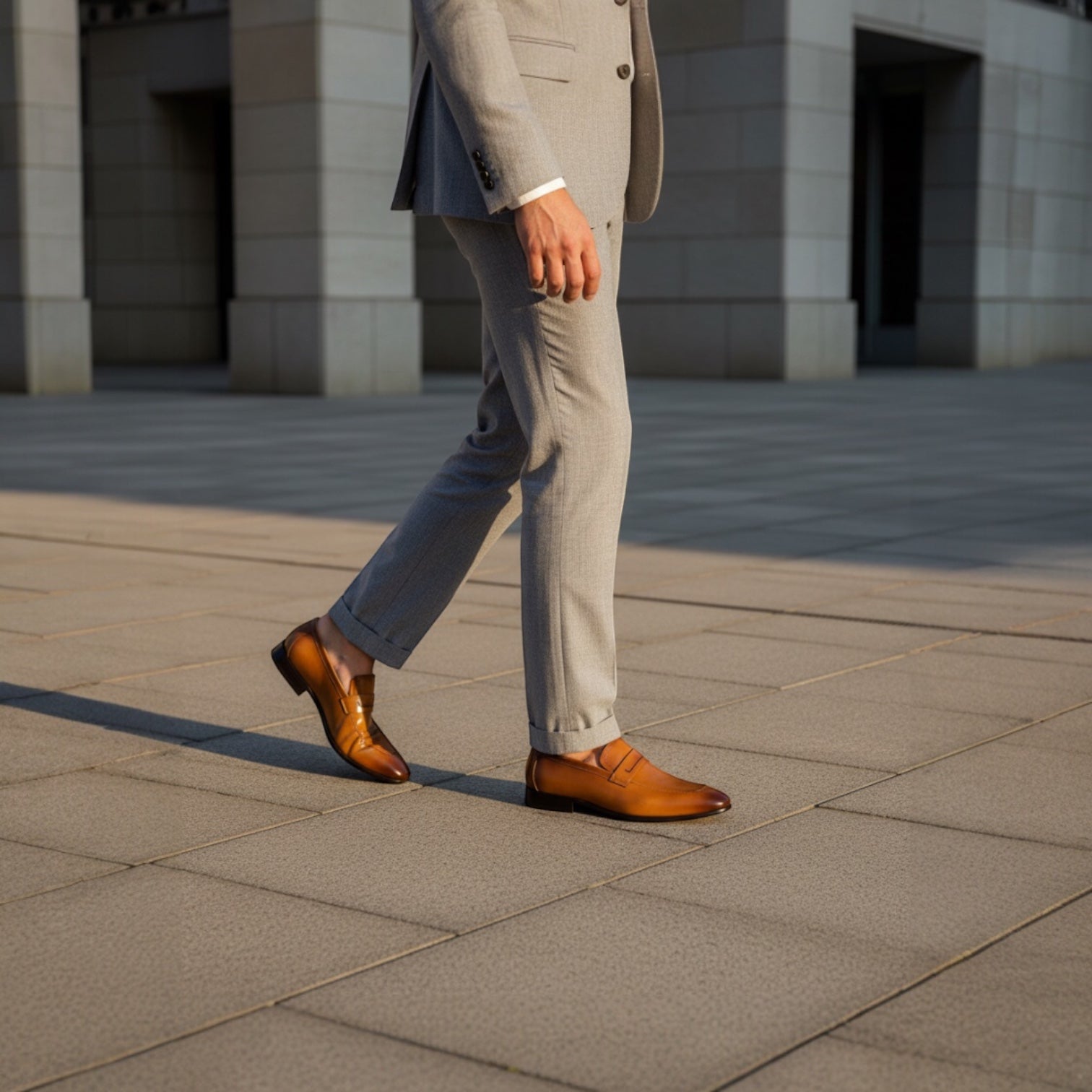 Barcon Getta Inc CONAKRY amber tan patina full grain leather penny loafers. Men's dress shoes.