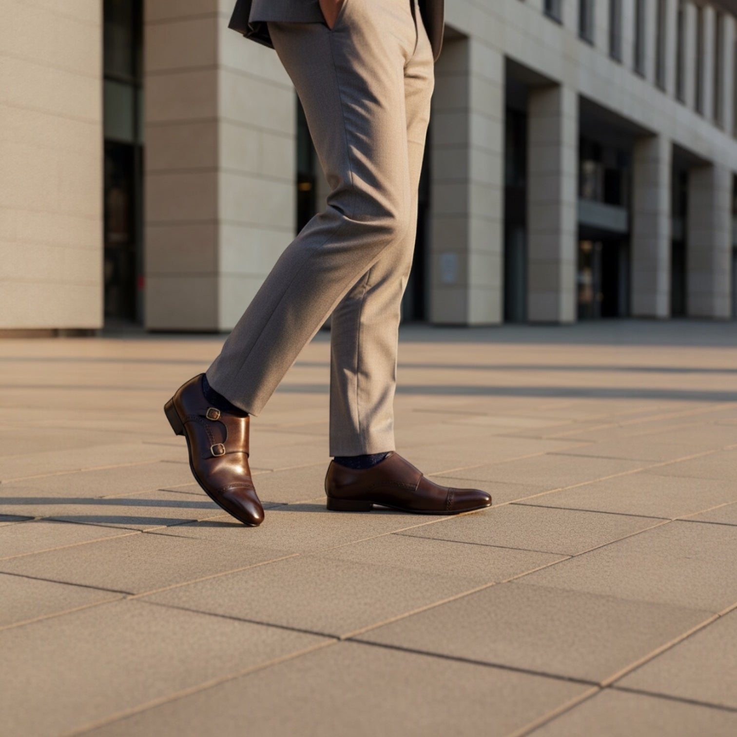 Barcon Getta Inc GABORONE double monk strap dress shoes in deep chocolate brown full grain leather with gold buckles.