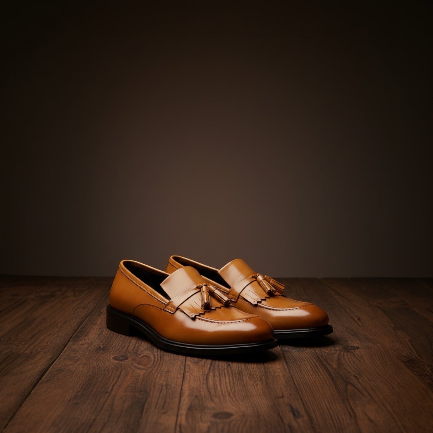 Barcon Getta Inc KUMASSI tassel loafers in golden yellow full-grain leather with a high-polish finish and apron toe construction.