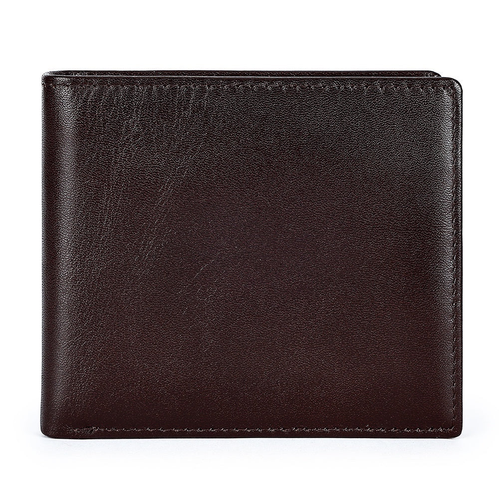 Barcon Getta Inc The Linear Fold brown full grain leather bifold wallet with 10 card slots and bill compartments.
