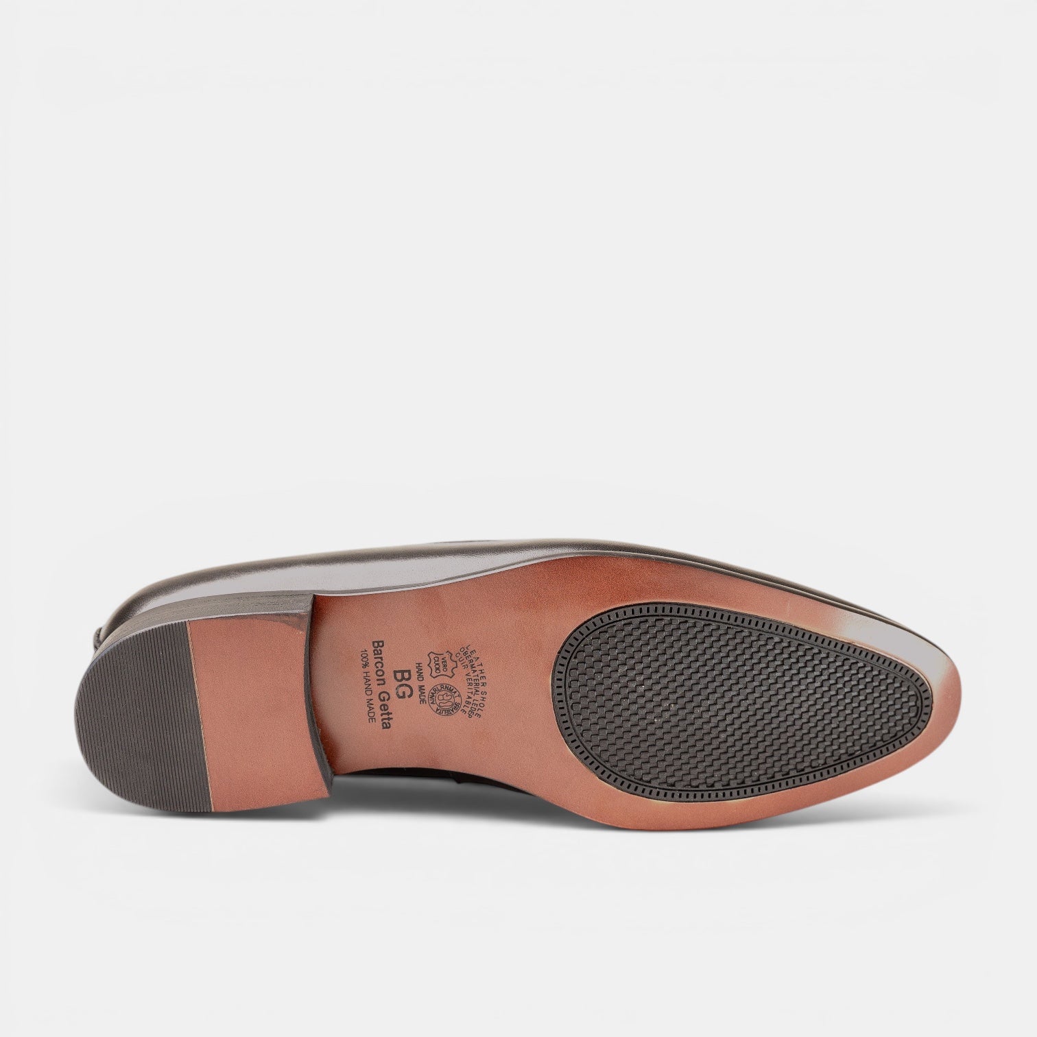 Barcon Getta Inc Kampala tassel loafer sole view. Full grain leather upper, hybrid sole with rubber heel.