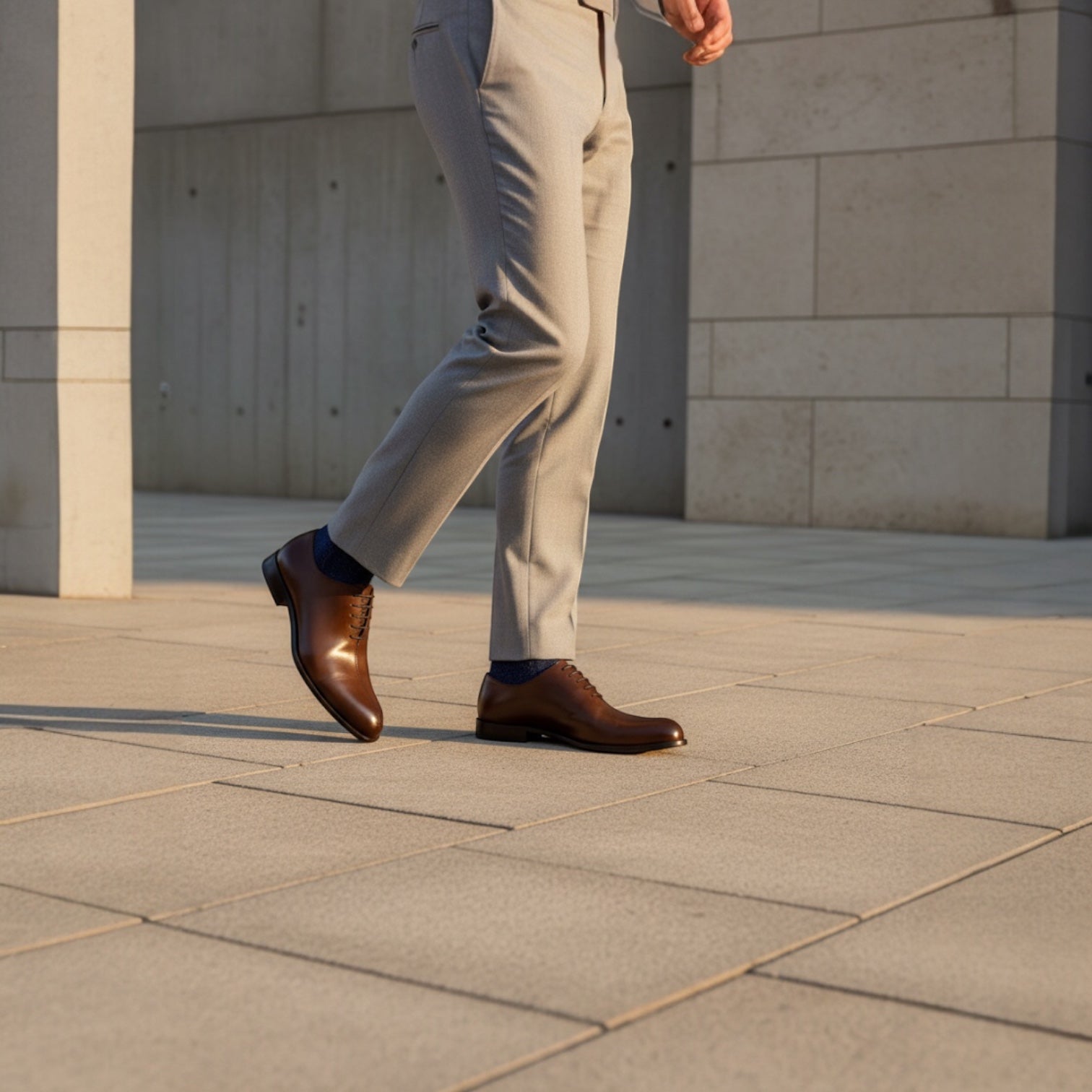Barcon Getta Inc LOBAMBA whole-cut Oxford dress shoes in hand-burnished cognac brown full grain leather with a single vertical toe split seam.