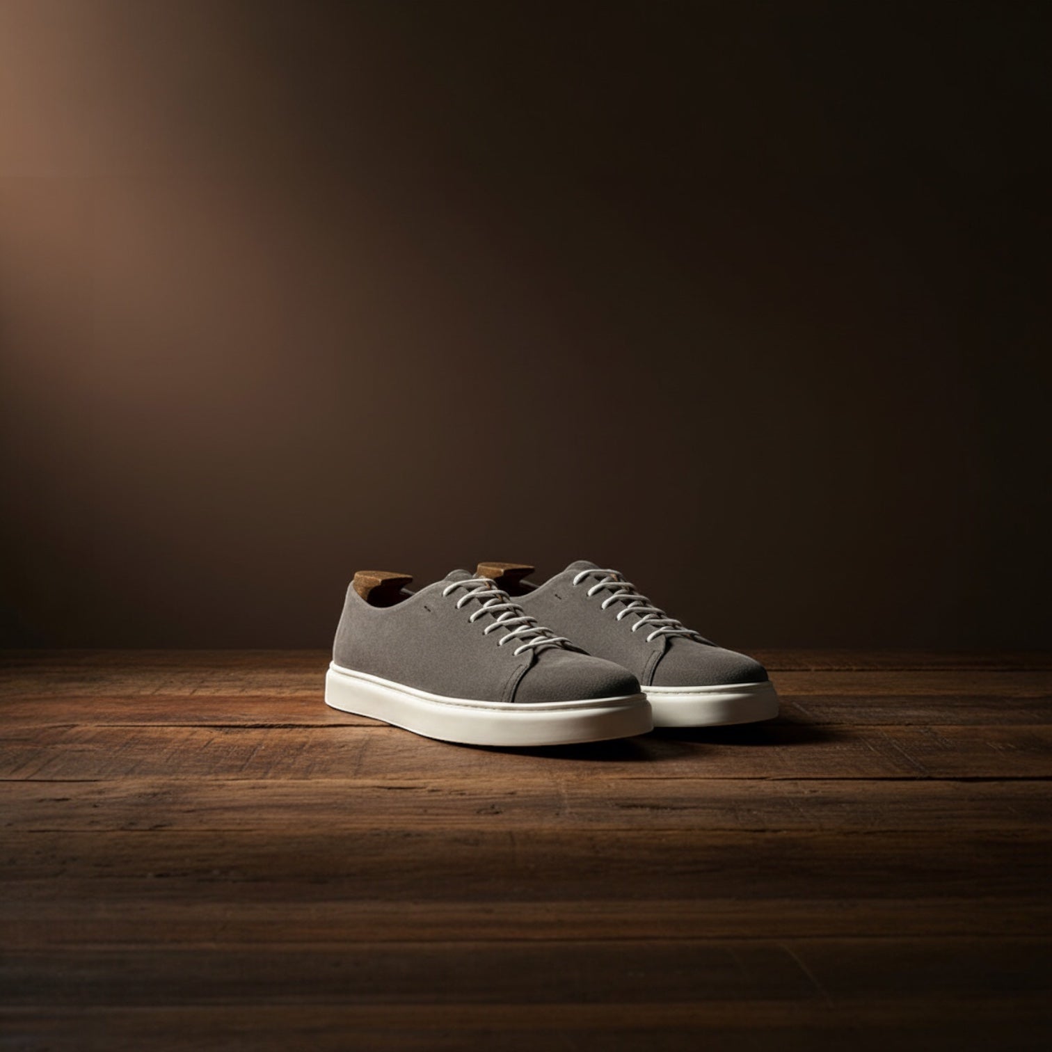 Barcon Getta Inc MEDA LOW TOP SUEDE sneakers in slate grey suede with white laces and white soles.