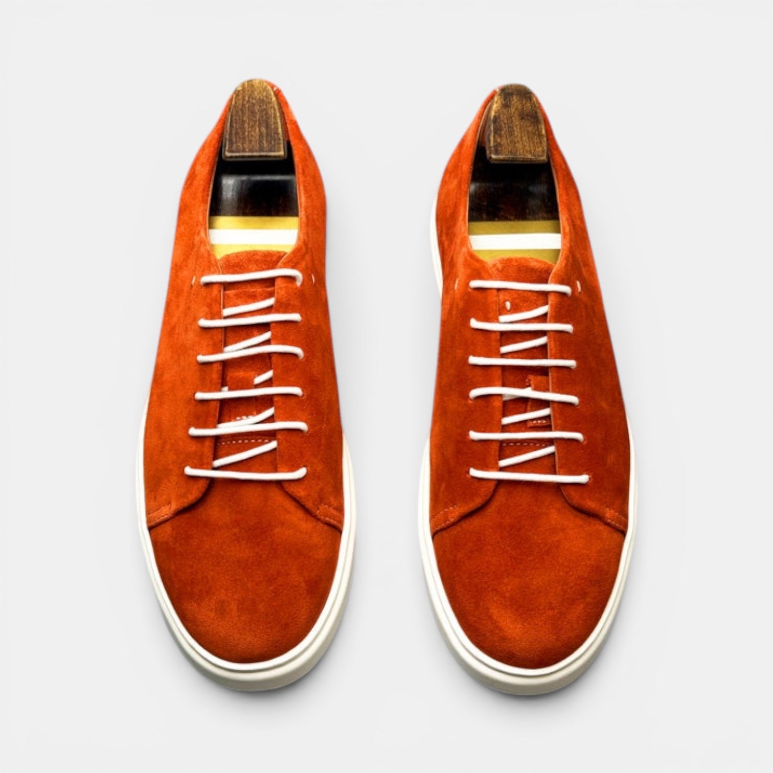 Barcon Getta Inc MEDA LOW TOP SUEDE sneakers in burnt orange suede with white laces and white soles.