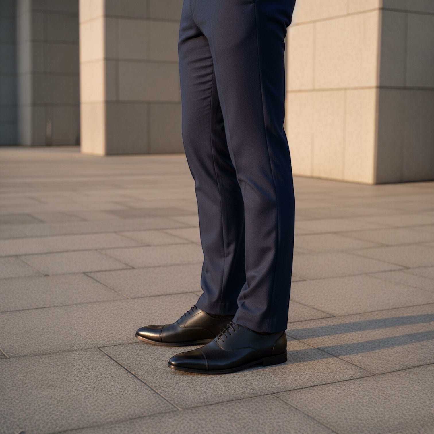 Barcon Getta Inc MOGADISHU black leather cap toe Oxford dress shoes with closed lacing.