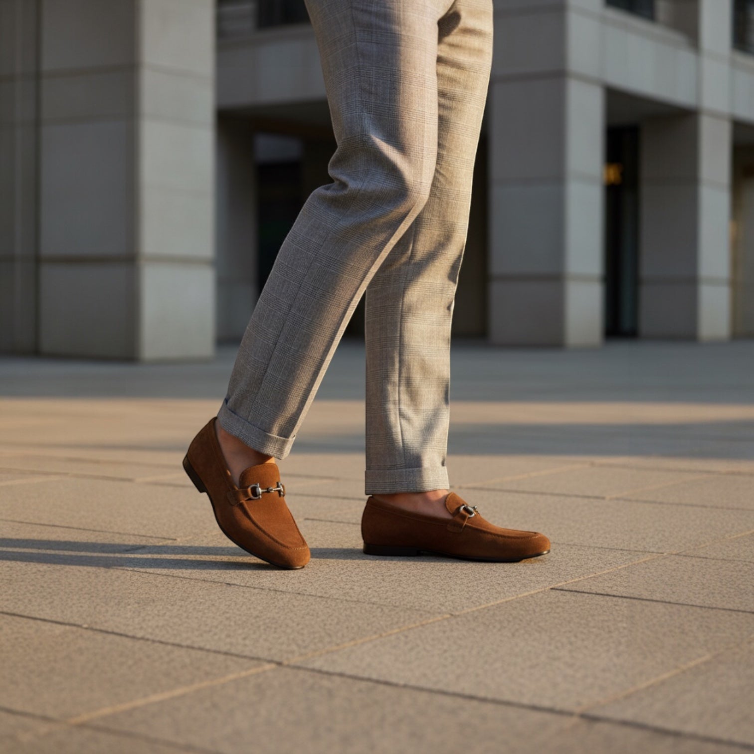 Barcon Getta Inc NAMPULA suede loafers in tan/cognac brown with silver-tone horsebit detail. Full grain leather.