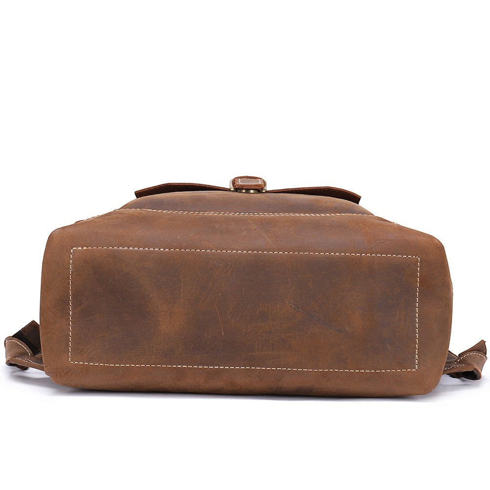 Barcon Getta Inc NOMAD brown Ethiopian leather backpack with buckle closure and reinforced stitching.