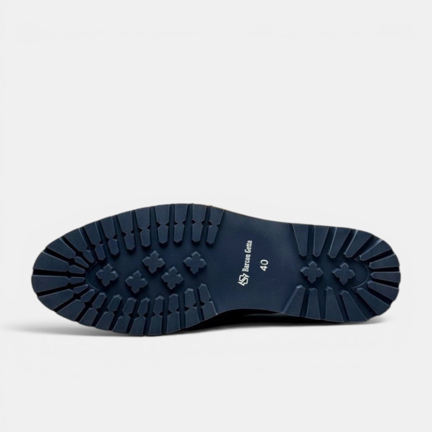 Barcon Getta Inc PORT-LOUIS Wingtip Brogue Dress Shoes, navy leather with croc-embossed toe and heel, durable sole.