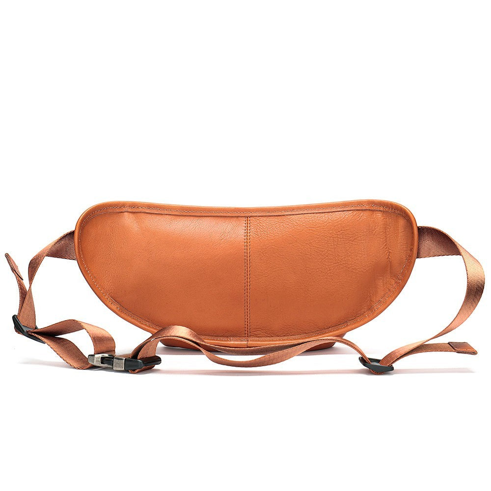 Barcon Getta Inc TANGIER tan genuine leather fanny pack bag with adjustable strap.
