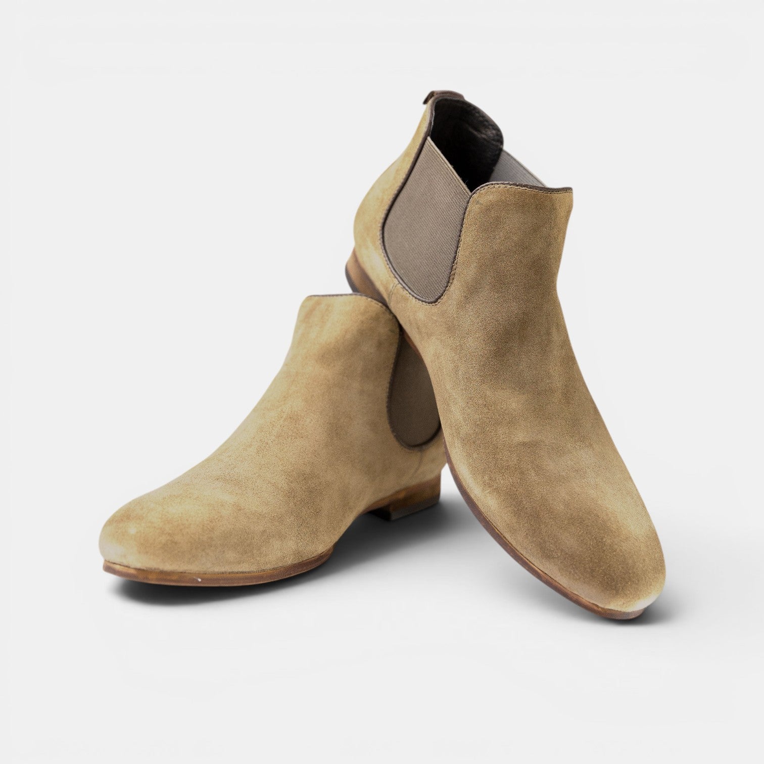 Barcon Getta Inc ASMARA tan suede Chelsea boots with elasticated side panels and a subtle heel.