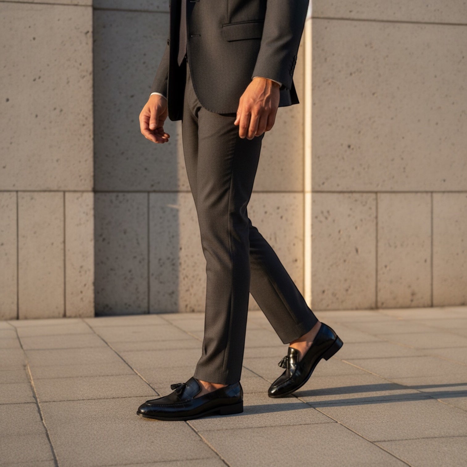 Barcon Getta Inc YAOUNDE black croc-embossed leather tassel loafers with silk tassels. Formal men's dress shoes.