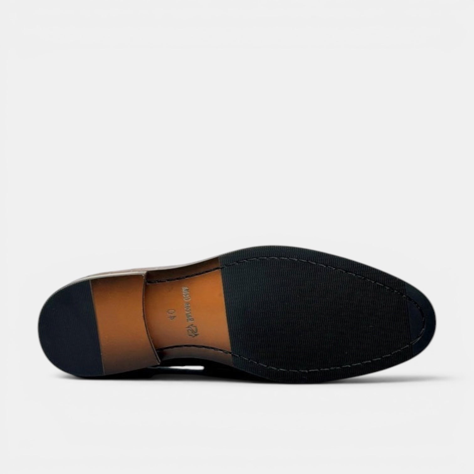 Barcon Getta Inc BRAZZAVILLE black leather crocodile-embossed penny loafers, men's dress shoes.