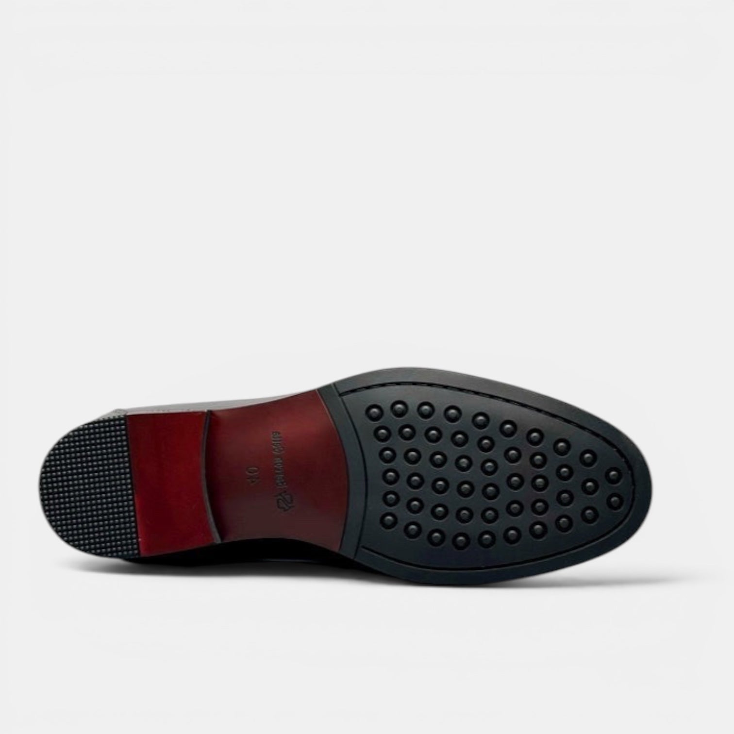 Barcon Getta Inc BANGUI black polished leather penny loafers, classic design with strap, for formal and smart-casual wear.