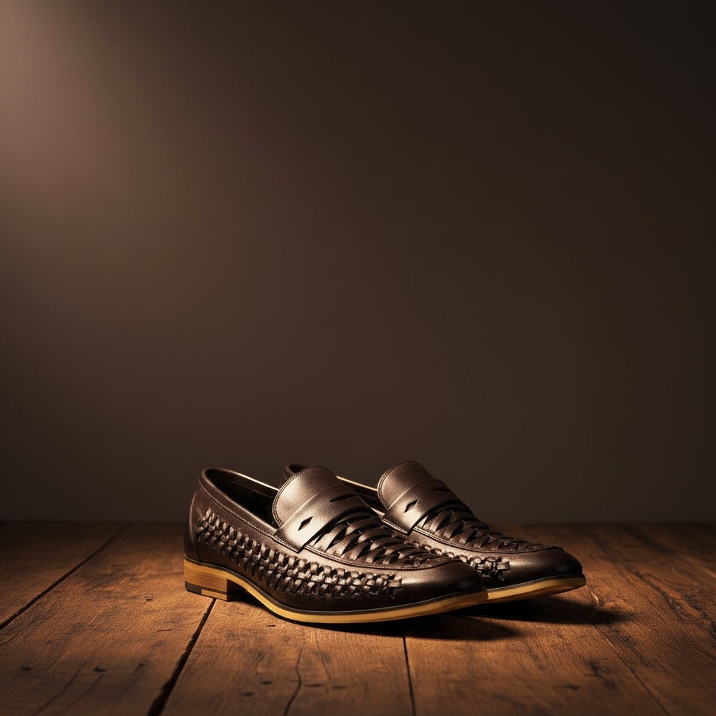 Barcon Getta Inc MASSAWA woven black leather loafers with slip-on style and classic silhouette.