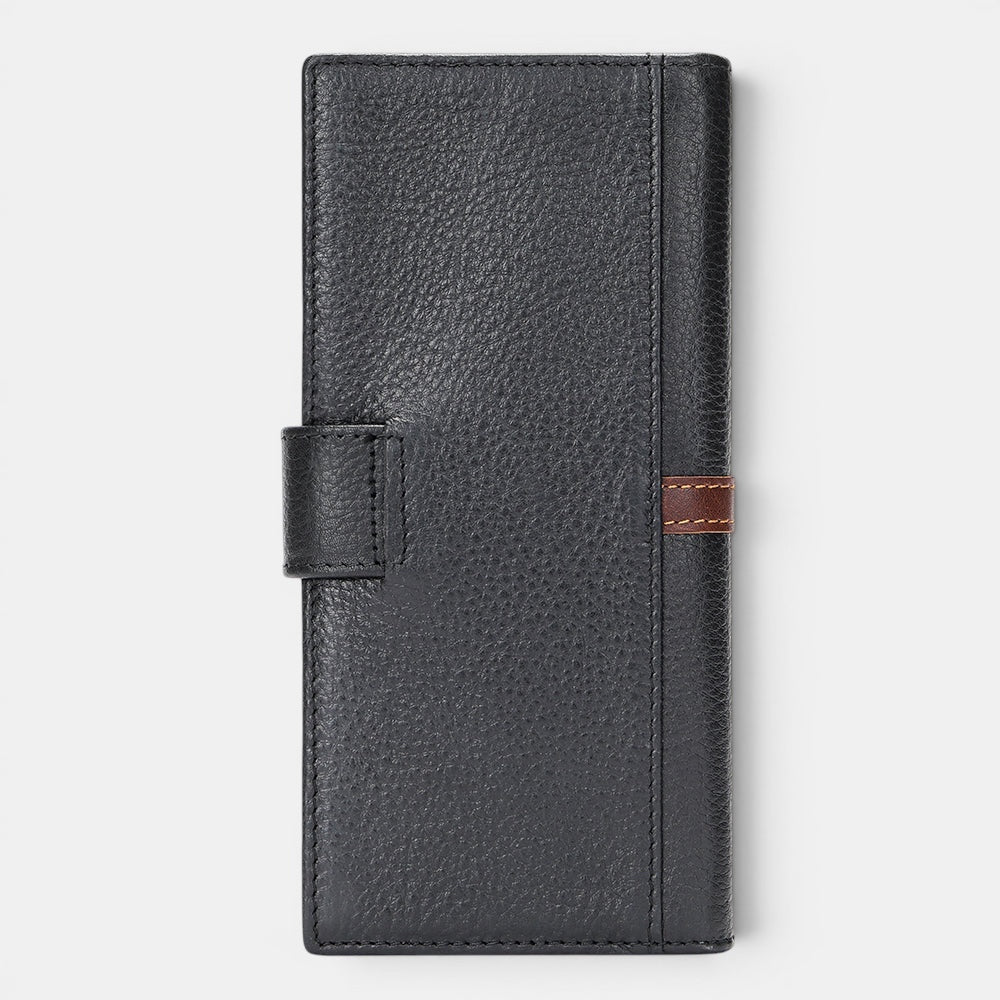 Barcon Getta Inc black full grain leather bifold wallet with eight card slots and ID window.