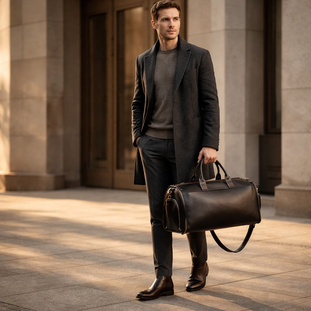 Barcon Getta Suits Duffel Travel  Bag – Black – Full Grain Leather Business Travel Lifestyle