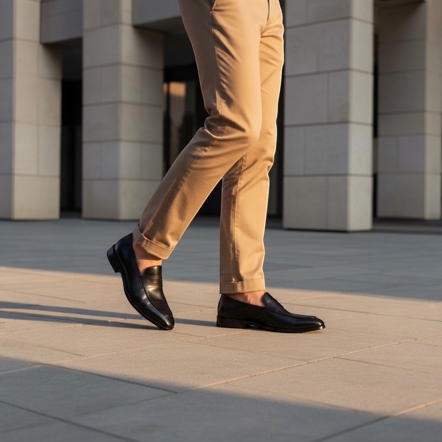 Barcon Getta Inc MONROVIA black leather penny loafers with a sleek silhouette and traditional penny strap.