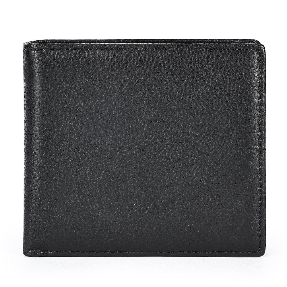 Barcon Getta Inc black full grain leather bi-fold wallet with 10 card slots and coin slot.