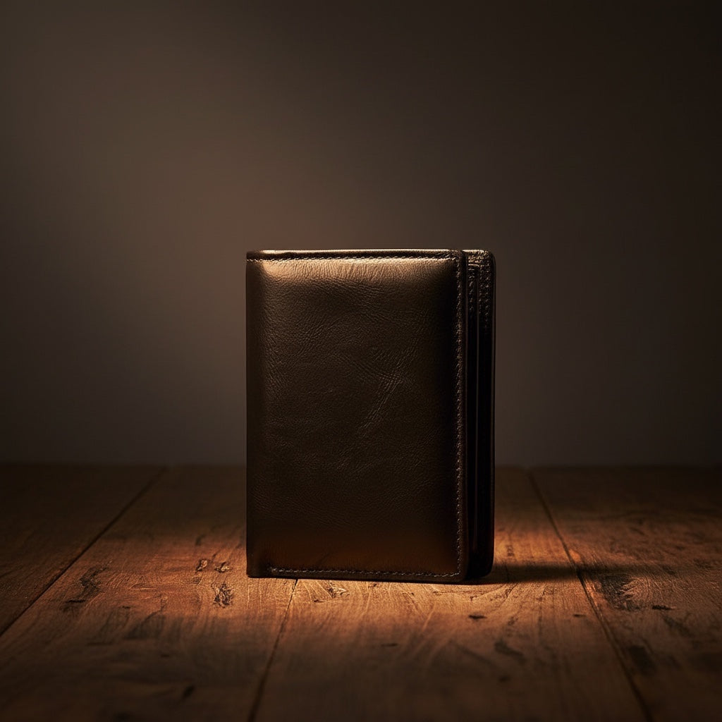 Barcon Getta Inc black genuine leather 2-way tri-fold wallet with 10 card slots and ID window.