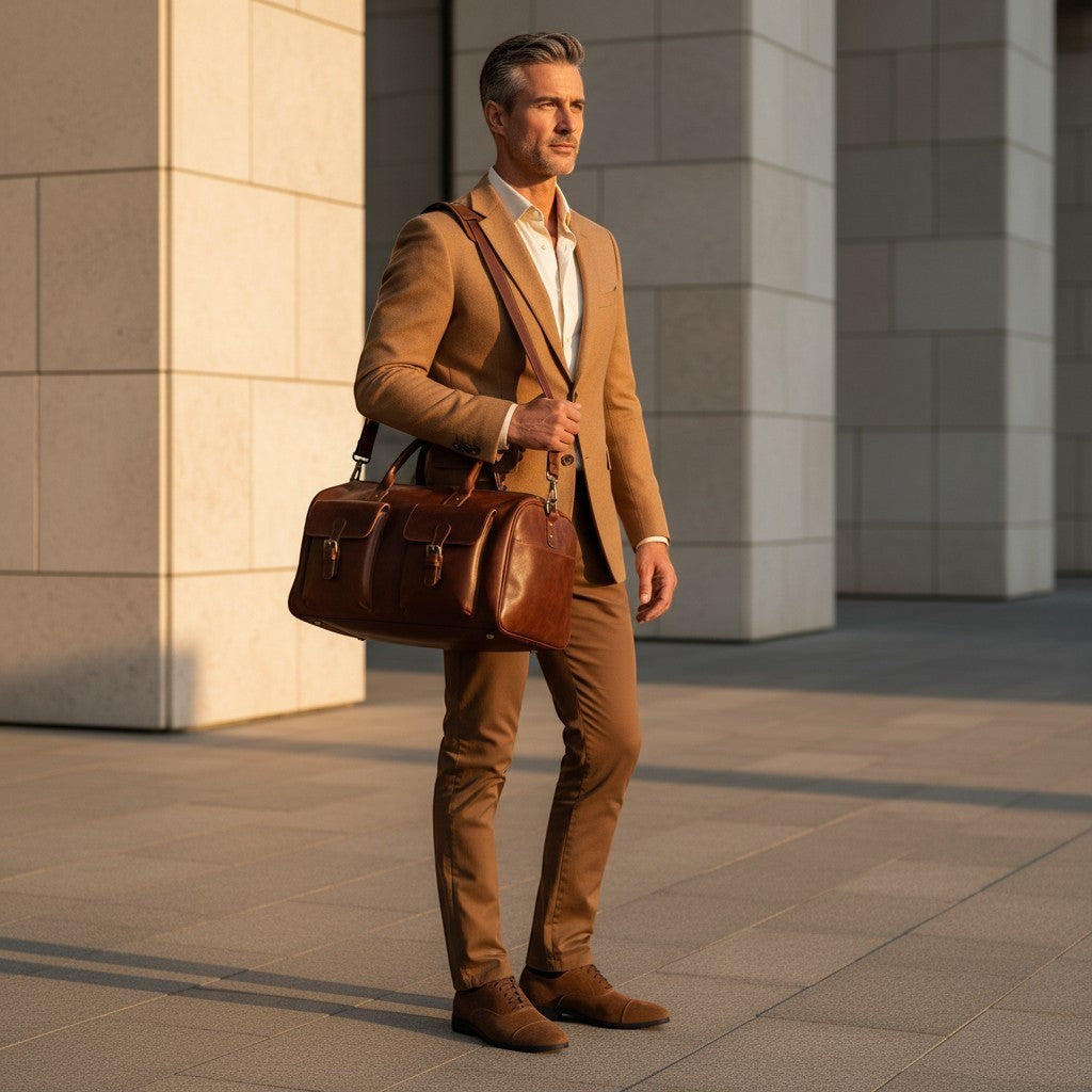 Barcon Getta Suits Duffel Travel Bag – Brown – Full Grain Leather Business Travel Lifestyle