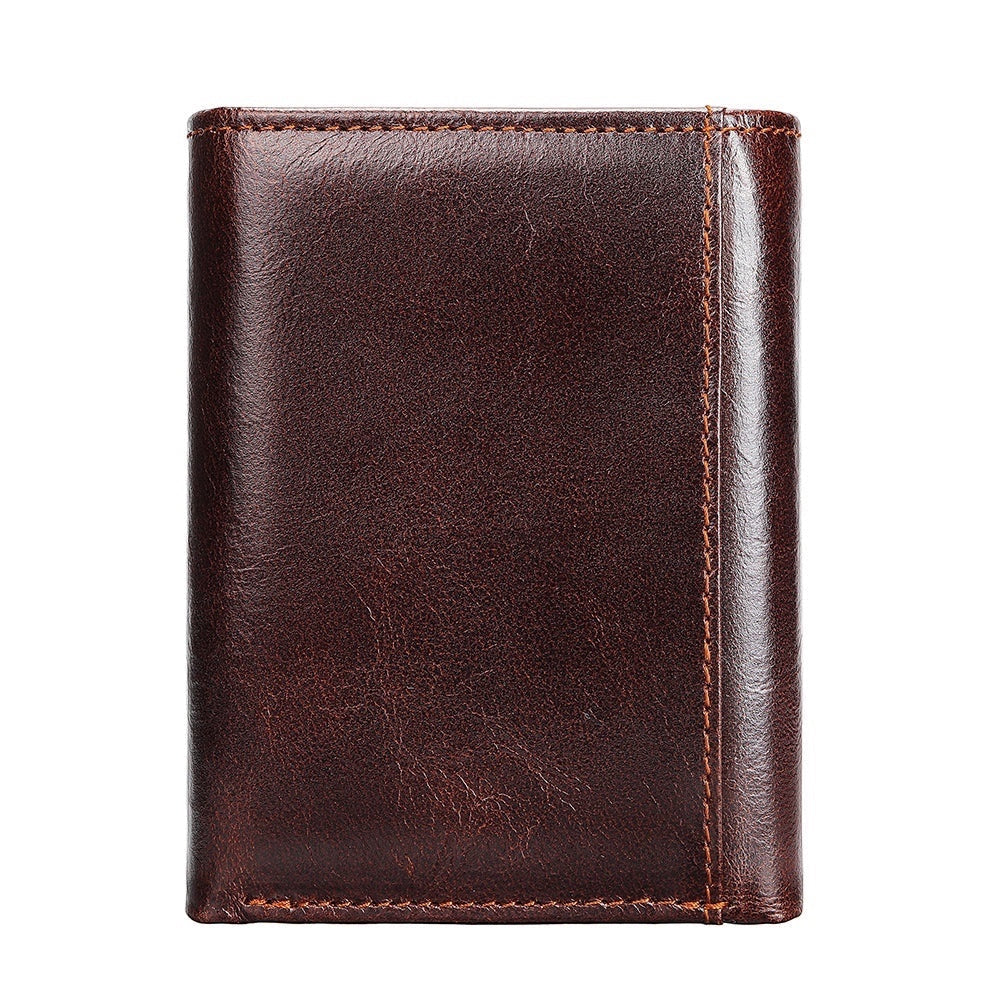 Barcon Getta Inc brown genuine leather 2-way folder wallet with 10 card slots, 2 bill compartments, and ID window.