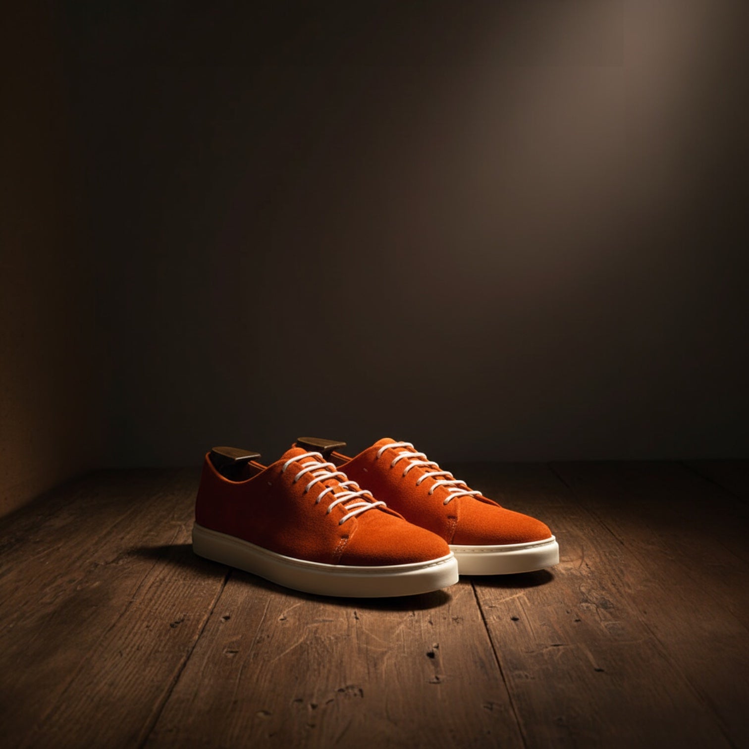 Barcon Getta Inc MEDA LOW TOP SUEDE sneakers in burnt orange suede with white laces and white soles.