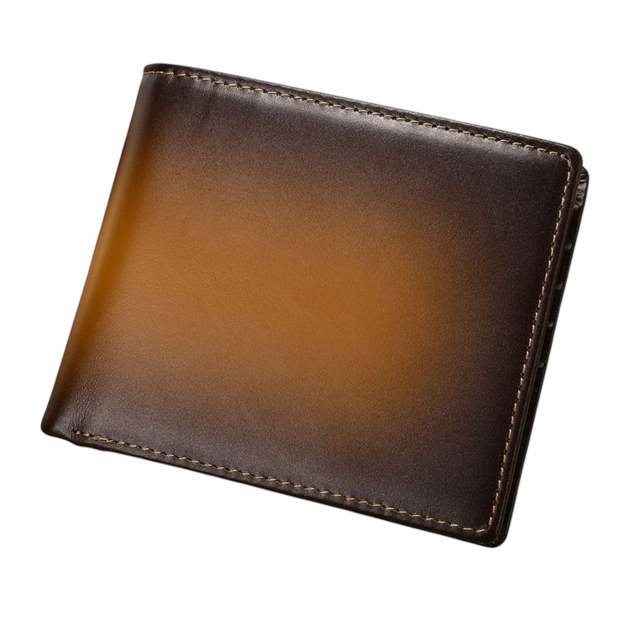 Barcon Getta Inc The Clearline bi-fold wallet in brown full grain leather with 8 card slots and ID window.