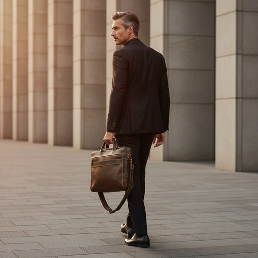 Barcon Getta Inc dark brown handmade 100% Ethiopian leather briefcase with multiple pockets and laptop compartment.