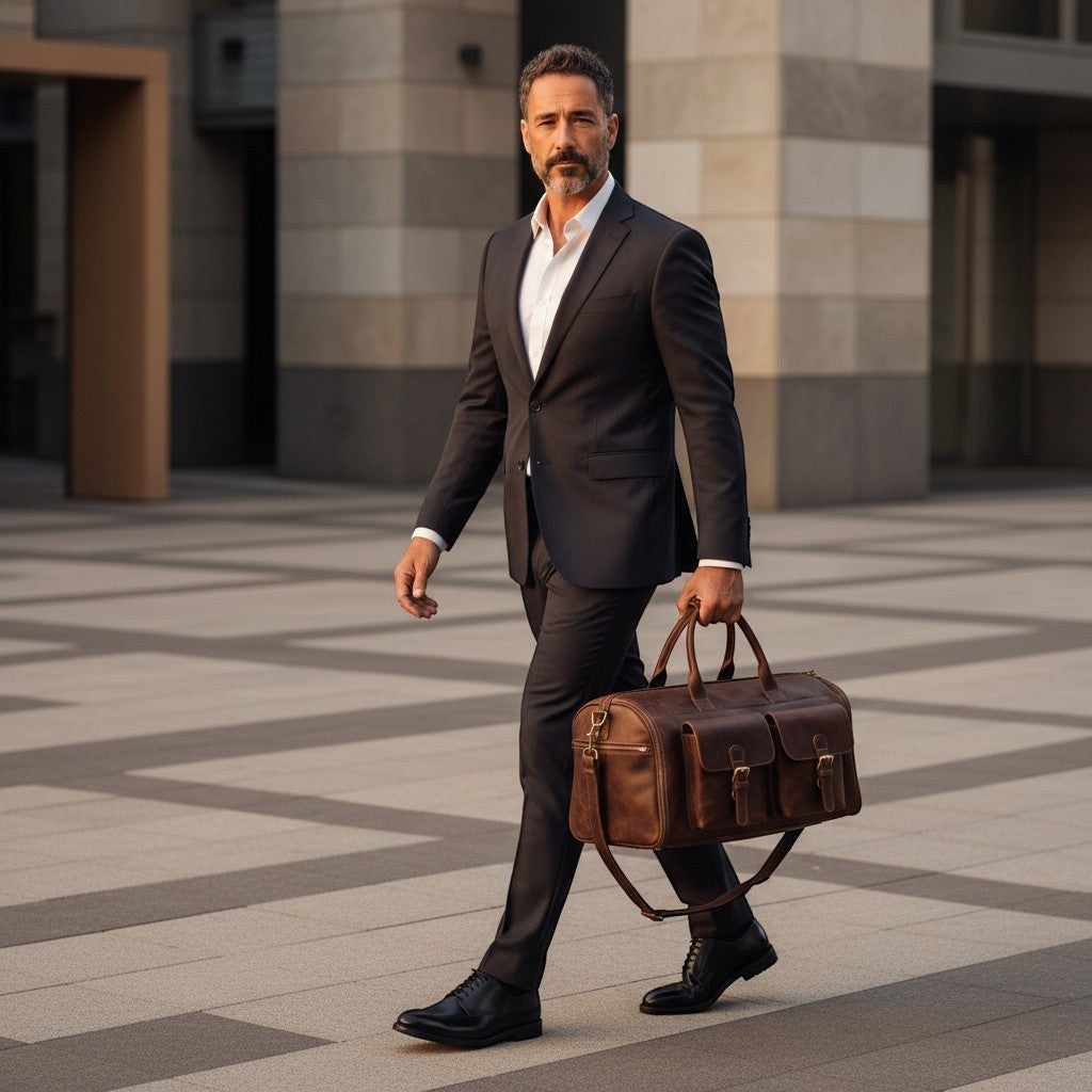 Barcon Getta Suits Duffel Travel Bag – Dark Brown – Full Grain Leather Business Travel Lifestyle