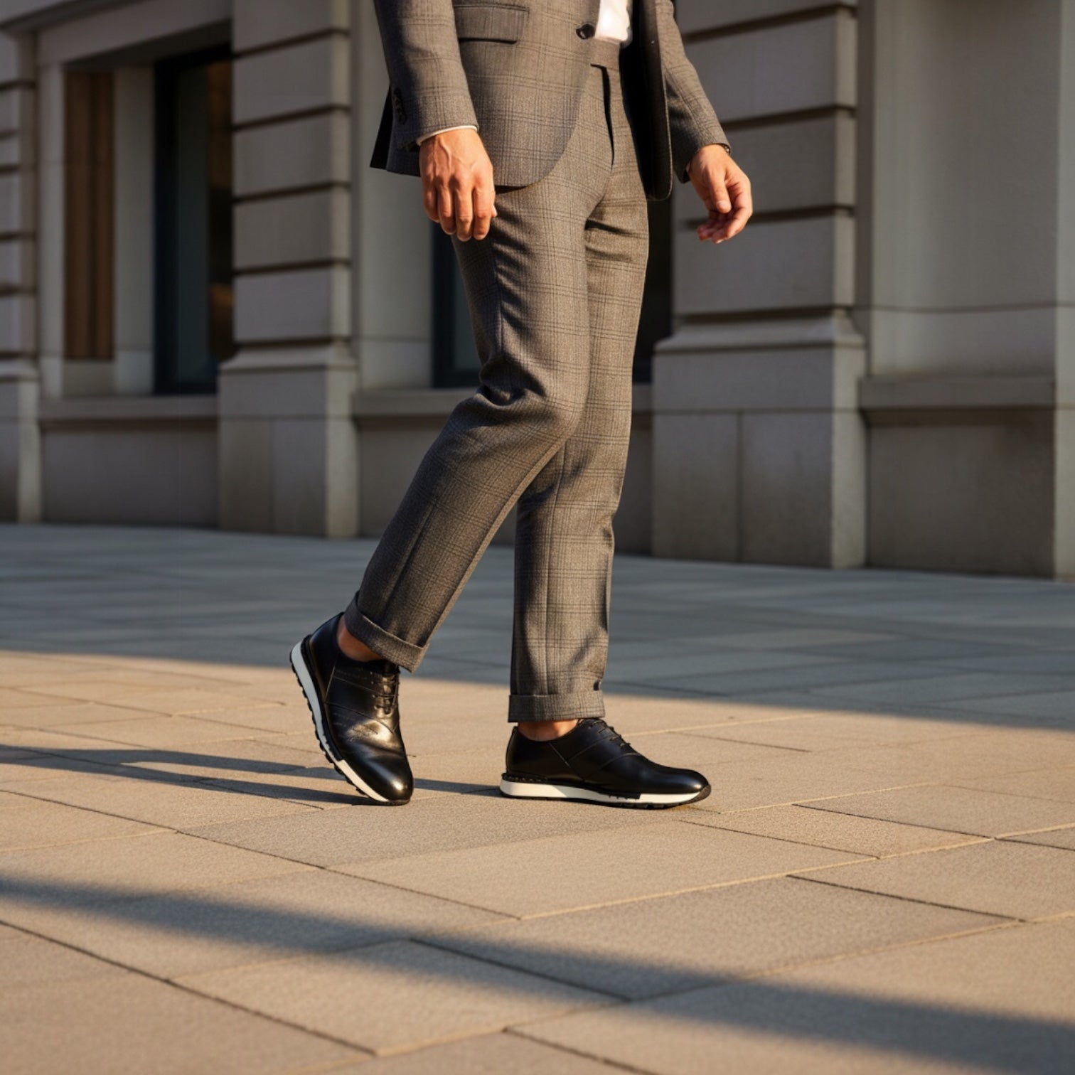Barcon Getta Inc FREETOWN SHARP black leather sneakers with white EVA midsole and lug sole.