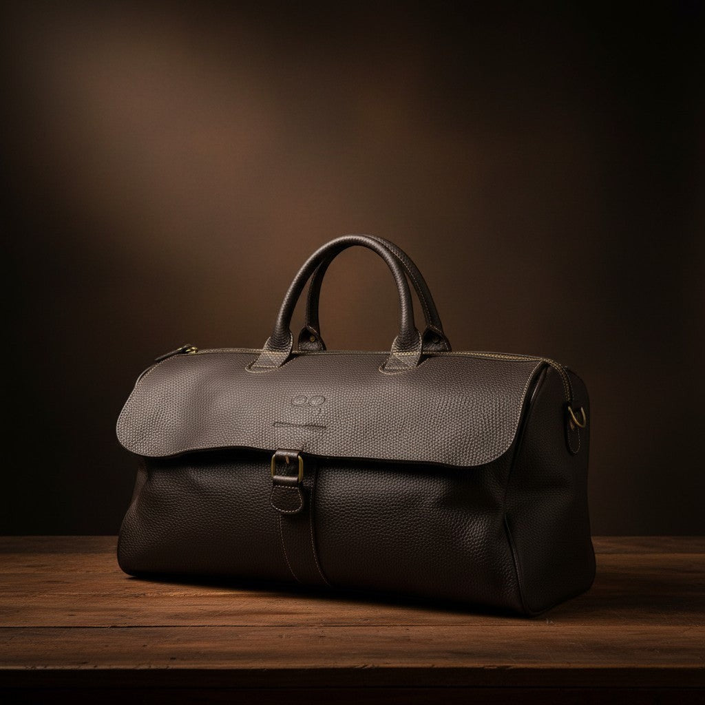 Barcon Getta Guzzo Duffel travel Bag – Black – East African Full Grain Leather Studio Shot