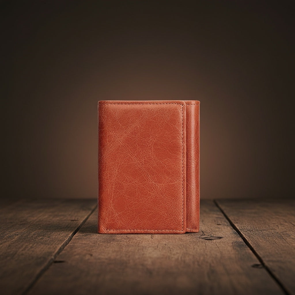 Barcon Getta Inc brown genuine leather 2-way folder wallet with 10 card slots and ID window.
