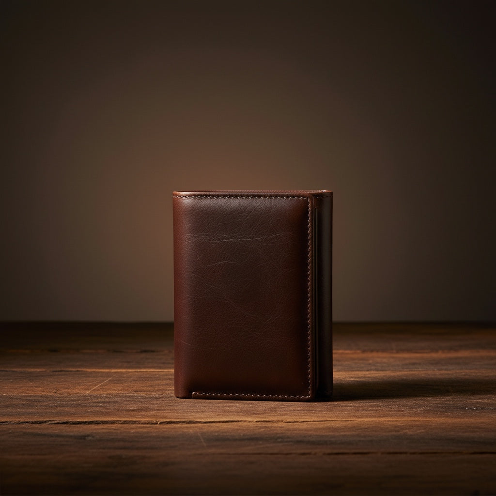 Barcon Getta Inc brown genuine leather 2-way folder wallet with 10 card slots, 2 bill compartments, and ID window.