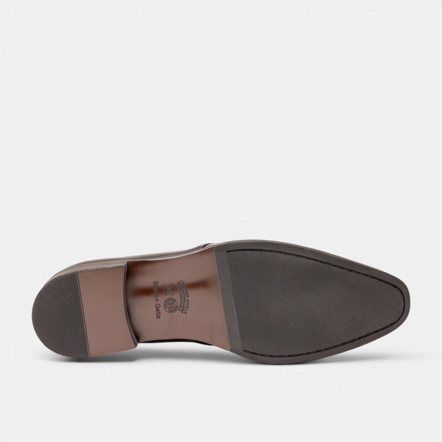 Barcon Getta Inc MALABO single lace derby dress shoe in amber tan full grain leather with hybrid sole. Plain toe, zero seams.