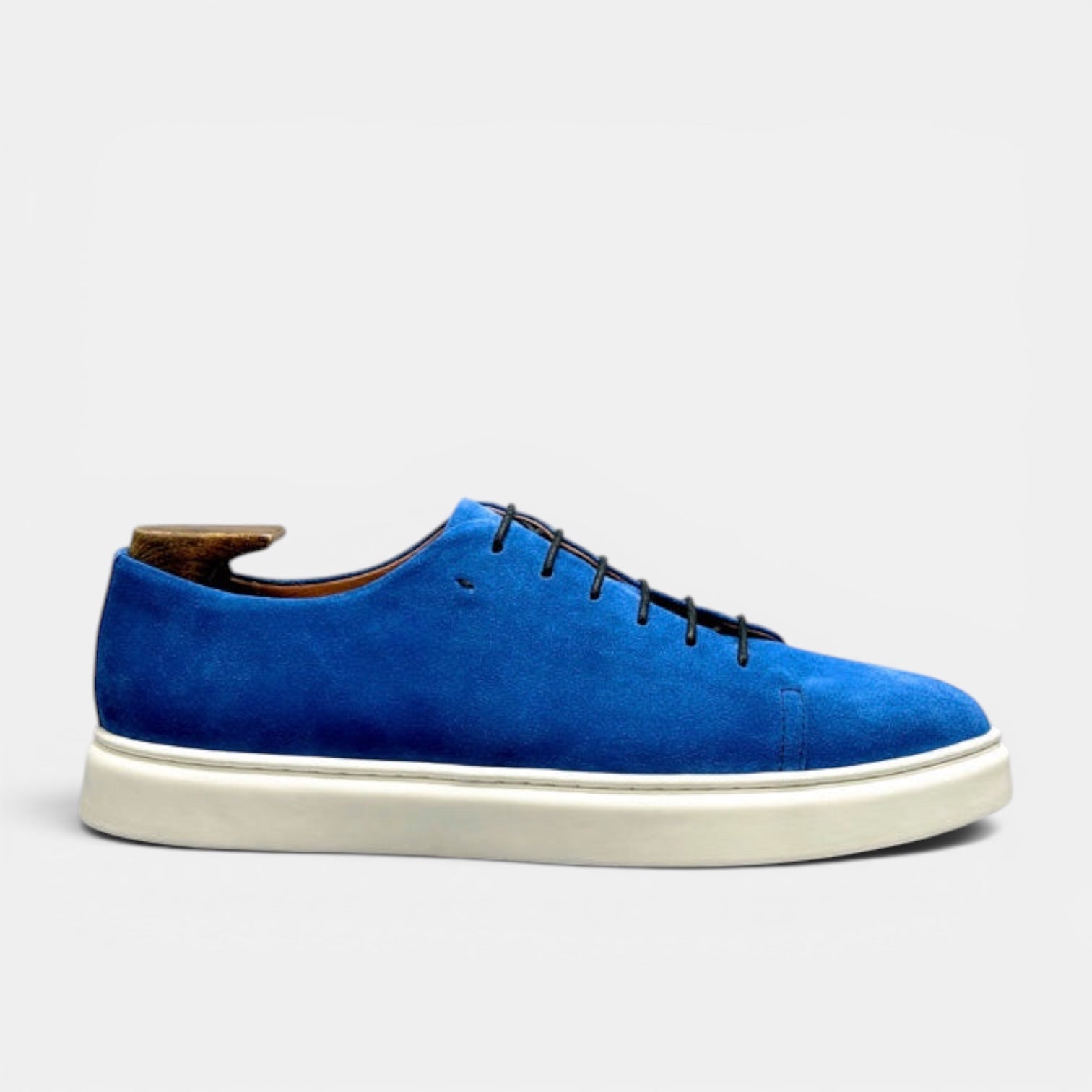 Barcon Getta Inc MEDA LOW TOP SUEDE sneaker in cobalt blue suede with white stitching and a white rubber cupsole.