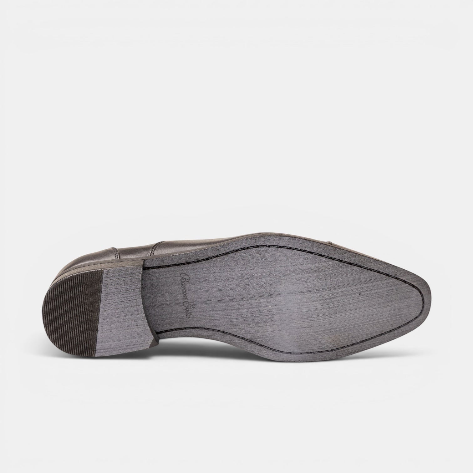 Barcon Getta Inc MOGADISHU black full grain leather cap toe Oxford dress shoe, sole view.