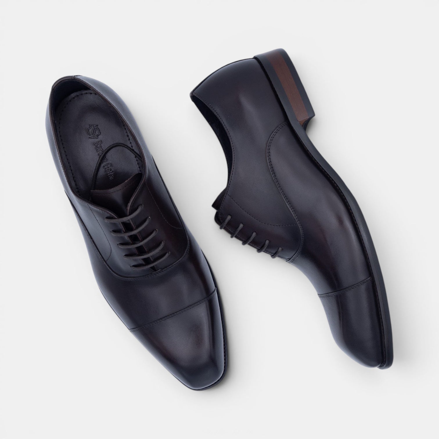 Barcon Getta Inc MOGADISHU CLASS dark espresso brown full grain leather cap toe Oxford dress shoes.