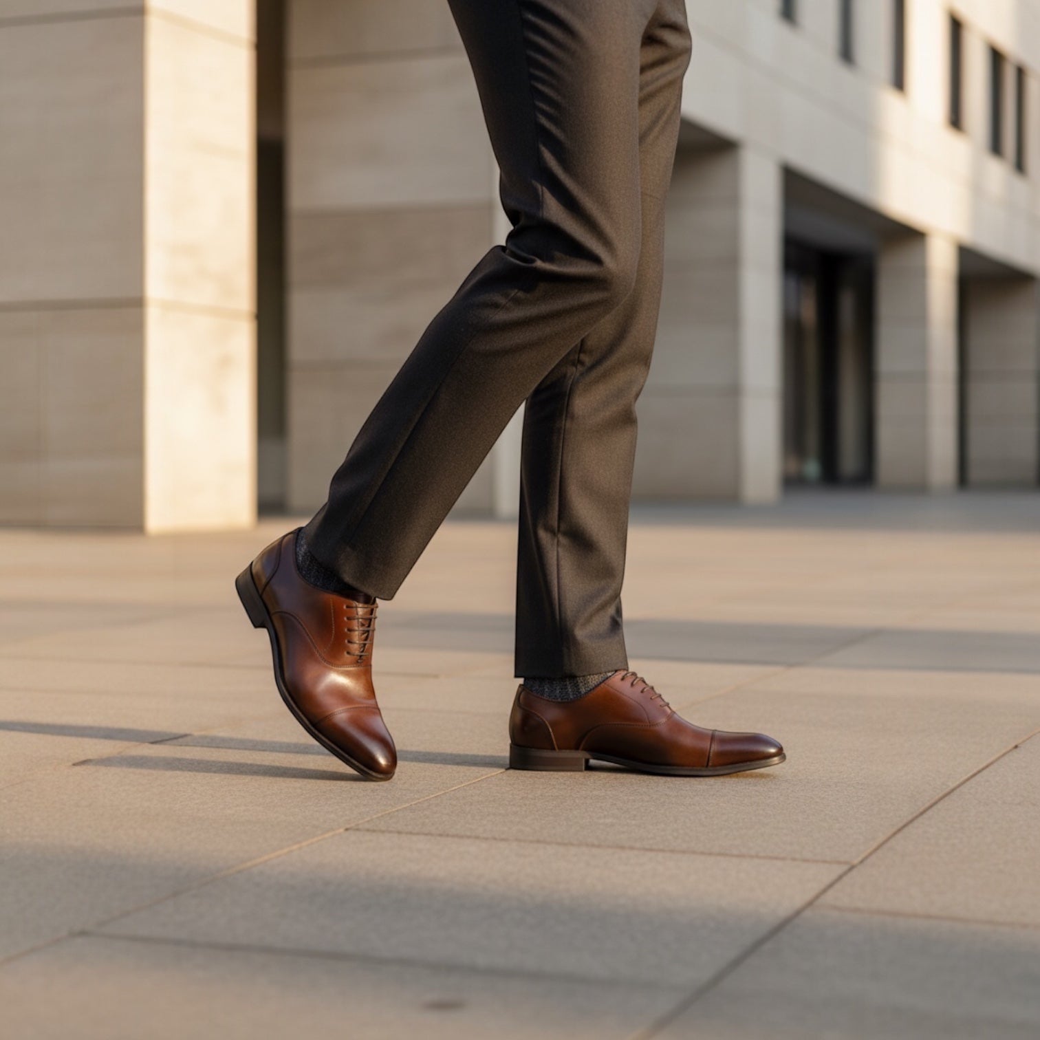Barcon Getta Inc MOGADISHU burnished brown full grain leather cap toe Oxford dress shoes