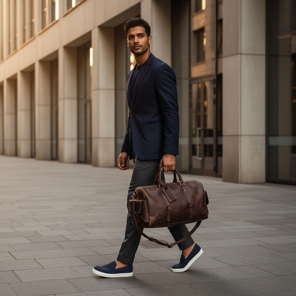 Barcon Getta Sahara Duffel Travel  Bag – Dark Coffee Brown – Full Grain Leather Business Travel Lifestyle