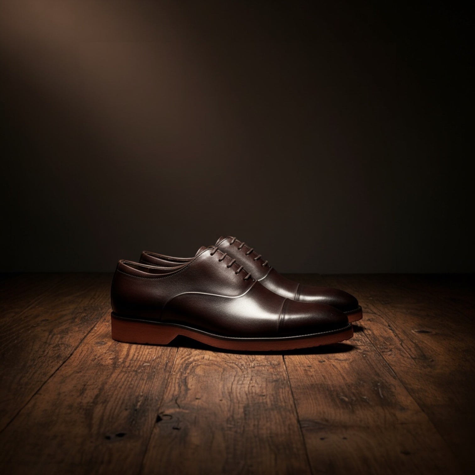 Barcon Getta Inc SAO TOME oxblood brown cap toe Oxford dress shoes, full grain leather, closed lacing, mirror polish finish.