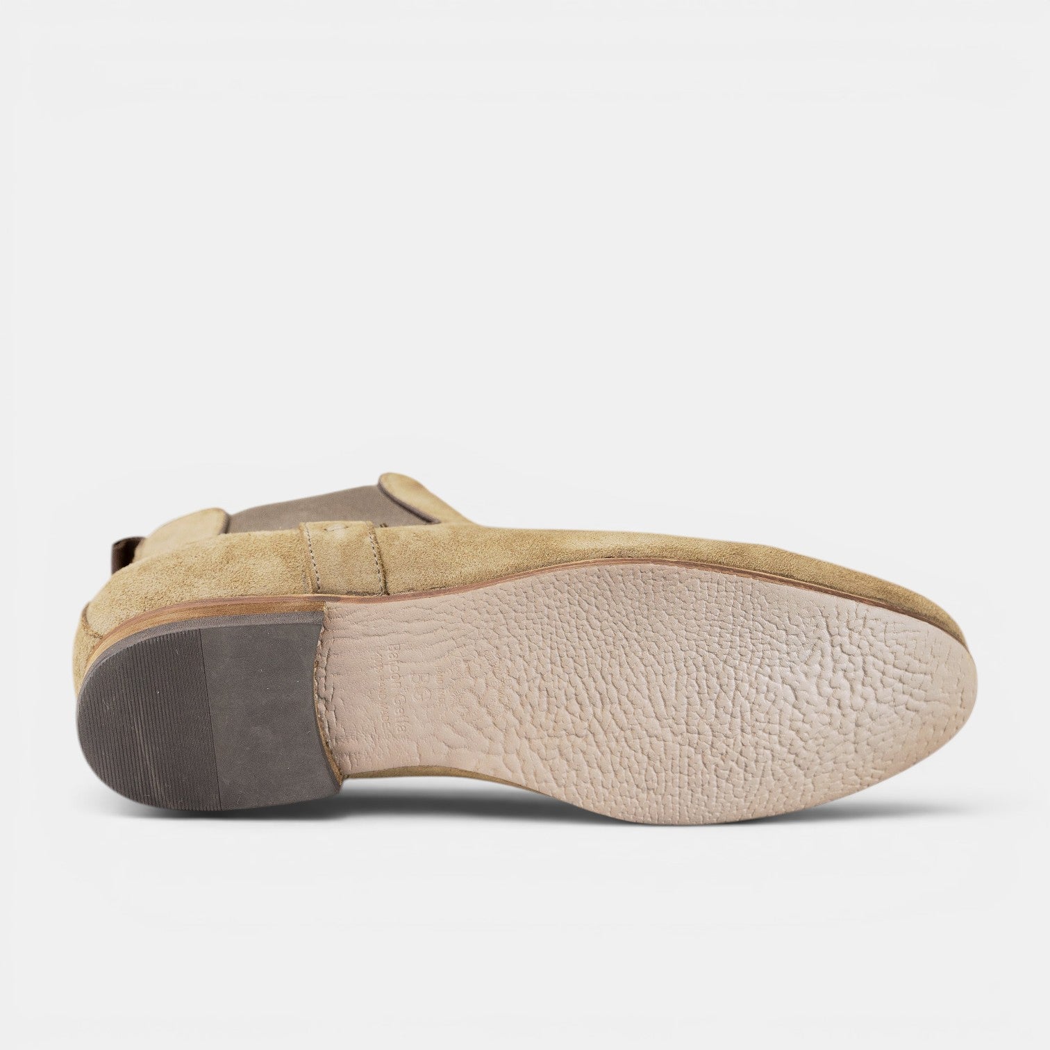 Barcon Getta Inc tan suede ASMARA Chelsea boots with elasticated side panels and durable sole.