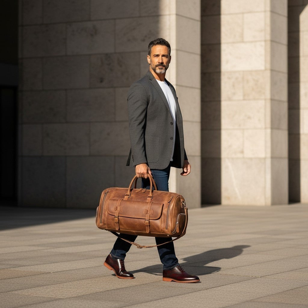 Barcon Getta Explorer Large Duffel Travel  Bag – Brown – Full Grain Leather Business Travel Lifestyle