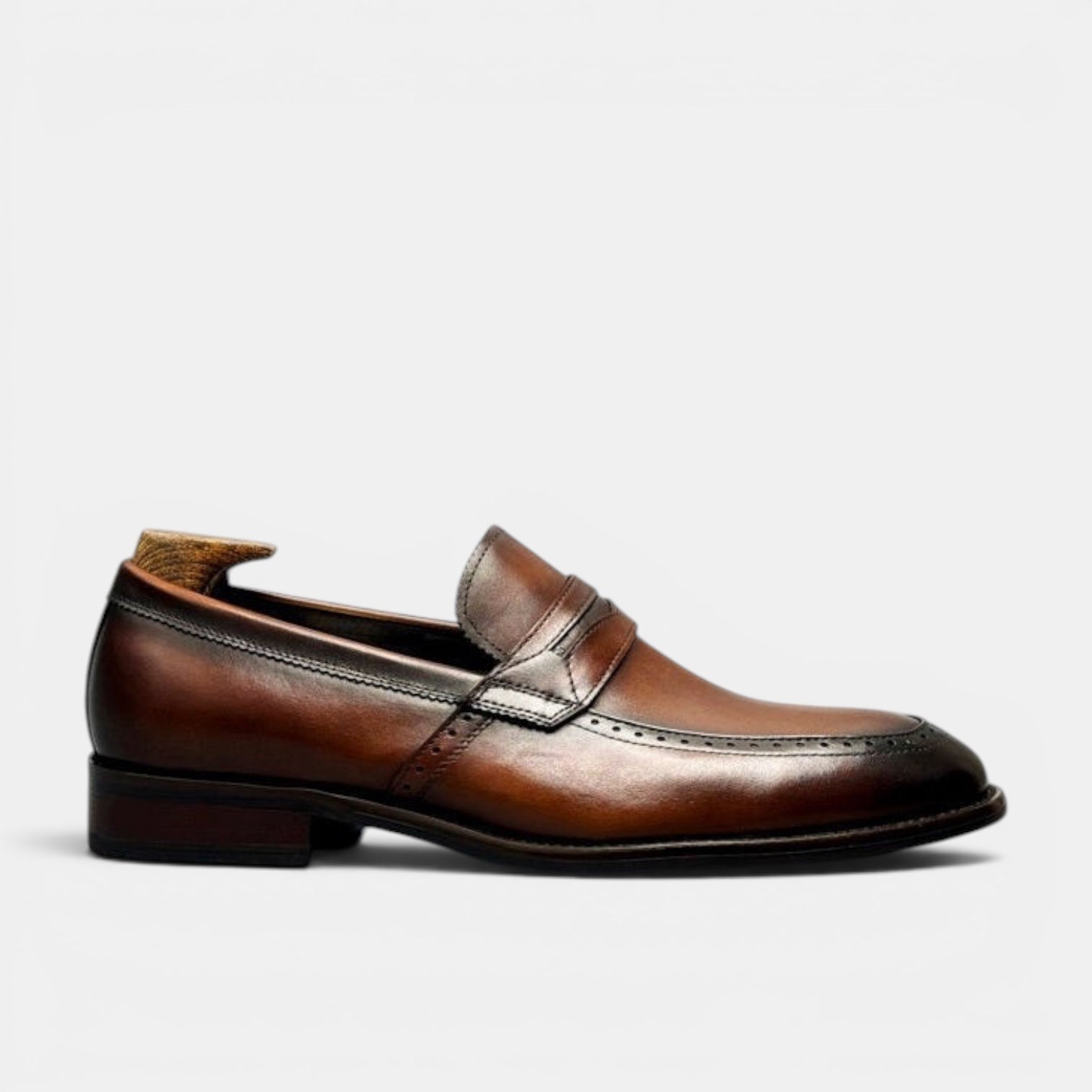 Barcon Getta Inc KINSHASA brown leather penny loafers with subtle stitching and a polished finish.