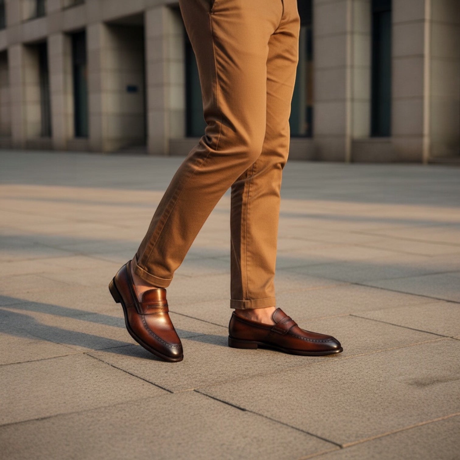 Barcon Getta Inc KINSHASA men's brown leather penny loafers with brogue detailing and a polished finish.